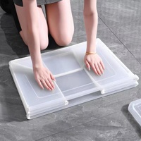 3x 37 Litre Modular Clear Foldable Storage Box with Lid Plastic Tub Collapsible thumbnail