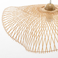 Serene Natural Hand-Woven Bamboo Wave Pendant Lamp Light - Large thumbnail