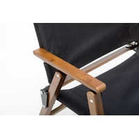 Bamboo Canvas Foldable Outdoor Camping Chair Wooden Travel Picnic Park - Black thumbnail