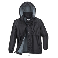 HUSKI STRATUS RAIN JACKET Waterproof Workwear Concealed Hood Windproof Packable - Black - 4XL thumbnail