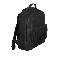 Futura Mens Leather Laptop Backpack School Shoulder Bag Front Pocket - Black thumbnail