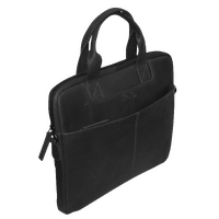 Futura Mens Slimline Leather Laptop Bag School Work Satchel Shoulder Strap - Black thumbnail