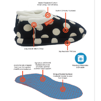 ARCHLINE Orthotic Slippers CLOSED Arch Scuffs Pain Moccasins Relief - Black/White Polka Dots - EUR 37 (Womens 6 US) thumbnail