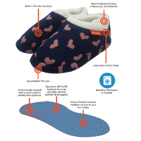 ARCHLINE Orthotic Slippers CLOSED Arch Scuffs Moccasins Pain Relief in Navy Hearts - EUR39 thumbnail