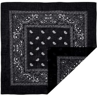 BANDANA Paisley 100% COTTON Head Wrap Durag Bandanna Summer Biker Scarf Mask - Black thumbnail