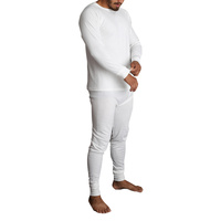 2pcs Set Mens Merino Wool Blend Long Sleeve Thermal Top & Long Johns Pants Underwear - Beige - M thumbnail