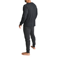 2pcs Set Mens Merino Wool Blend Long Sleeve Thermal Top & Long Johns Pants Underwear - Black - XXL thumbnail
