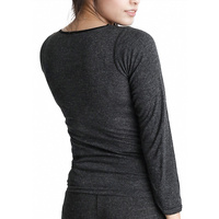 Ladies Merino Wool Blend Long Sleeve Thermal Spencer Top Underwear Thermals - Black - 10-12 thumbnail