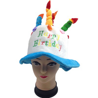 Happy BIRTHDAY CAKE HAT Party Costume Bday Fancy Dress with Candles Gift  - Blue thumbnail