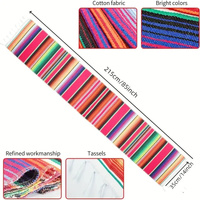 Rainbow Table Runner Stripe With Tassel Mexican Tablecloth Wedding Party Decor thumbnail