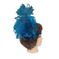 12x 1920s FLAPPER HEADBAND Headpiece Feather Sequin Charleston Gatsby Party BULK - Blue thumbnail