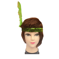 12x 1920s FLAPPER HEADBAND Headpiece Feather Sequin Charleston Gatsby Party BULK - Green thumbnail