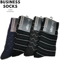 2 Pairs COTTON BUSINESS SOCKS Mens Dress Crew Plain Work Casual - Black - 6-11 thumbnail
