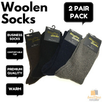 2 Pairs WOOL BLEND SOCKS Mens Soft Dress Thick Work Thermal Warm Cushion Foot - 6-11 thumbnail