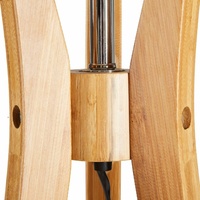 LARGE BAMBOO TRIPOD FLOOR LAMP Linen Shade Modern Light Vintage Wooden Scandi thumbnail