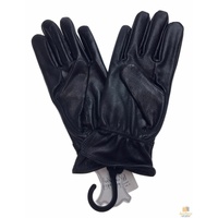 Ladies Genuine Sheepskin Leather Gloves Patch Fleece Lining Warm Winter Womens - Black - XL thumbnail