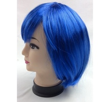 Bob Wig Costume Short Straight Fringe Cosplay Party Full Hair Womens Fancy Dress - Blue thumbnail