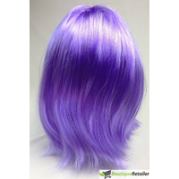 Bob Wig Costume Short Straight Fringe Cosplay Party Full Hair Womens Fancy Dress - Purple thumbnail