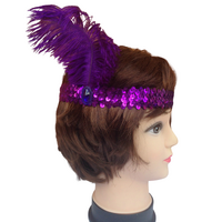 1920s FLAPPER HEADBAND Headpiece Feather Sequin Charleston Costume Gatsby Dance - Purple thumbnail