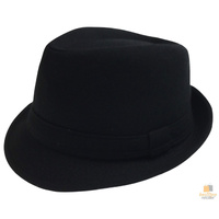 Classic Trilby Hat Fedora Felt Costume Gangster Jazz Cap in Black - One Size thumbnail