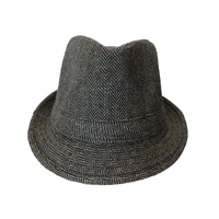 CLASSIC TRILBY HAT Fedora Felt Cap Costume Gangster in Herringbone Charcoal thumbnail