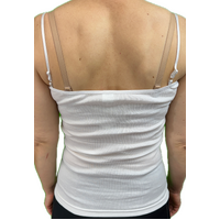 Womens Camisole Top Cami Strap Top Singlet Summer Basic Tank Shirt - Natural - 14-16 thumbnail