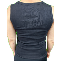 Ladies Sleeveless Singlet Top Womens Summer Basic Tank Shirt Lace Motif Front - Black - 16-18 thumbnail