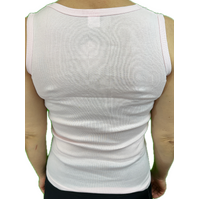 Ladies Sleeveless Singlet Top Womens Summer Basic Tank Shirt Lace Motif Front - Pink - 12-14 thumbnail