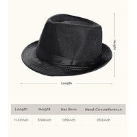 CLASSIC TRILBY HAT Fedora Cap Costume Gangster - Black- One Size (58cm) thumbnail