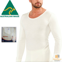 Mens THERMAL Long Sleeve Top Merino Wool Blend Underwear AUS MADE Thermals Warm - XX-Large (110cm) thumbnail