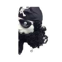 PIRATE WIG Costume Fancy Dress Caribbean with Bandana & Beard Party Eye Patch thumbnail
