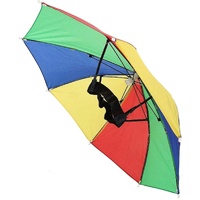 RAINBOW UMBRELLA HAT Rain Novelty Cap Costume Outdoor Camping Beach Fishing thumbnail