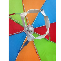 2x RAINBOW UMBRELLA HAT Rain Beach Sun Rain Cap Costume Camping Fishing Hunting thumbnail