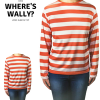 KIDS Red and White Striped Top Wheres Wally Wenda Waldo Shirt Costume Party Book Week - Large (10-12 Years Old) thumbnail