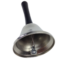 SANTA BELL Jingle Claus Wooden Handle Bells Rattles Christmas Xmas - Silver thumbnail