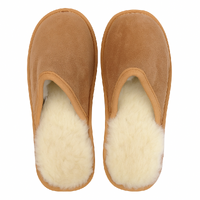 Sheepskin Wool Mens Slippers Scuffs Slip On Winter Ugg Slippers in Chestnut - 10 thumbnail
