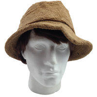 Terry Towelling BUCKET HAT Daggy Fishing Camping Lad Cap Retro  100% COTTON - Tan Brown - X-Large thumbnail