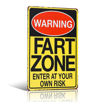 Vintage Fart Zone Warning Sign Funny Metal Sign Bathroom Kitchen Office - Humorous Gift thumbnail