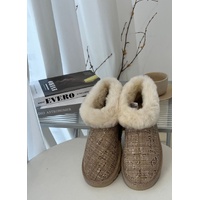 Womens Australian Sheepskin Wool Fur Mini UGG Ankle Boots in Gold Sand - 4 thumbnail