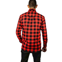 Mens 100% Cotton Flannelette Shirt Long Sleeve Check Authentic Flannel - Red/Black - 4XL thumbnail