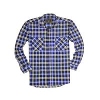 Mens 100% Cotton Flannelette Shirt Long Sleeve Check Authentic Flannel - Denim - 5XL thumbnail