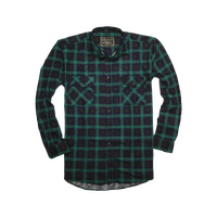 Mens 100% Cotton Flannelette Shirt Long Sleeve Check Authentic Flannel - Green/Navy - XXL thumbnail