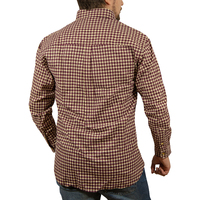 Mens Long Sleeve Flannelette Shirt 100% Cotton Flannel - Burgundy Check - 3XL thumbnail