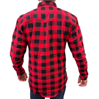 Mens Flannelette Long Sleeve Pullover Shirt 100% Cotton Flannel - Half Placket - Red/Black - 4XL thumbnail