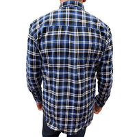 Mens Flannelette Long Sleeve Pullover Shirt 100% Cotton Flannel - Half Placket - Blue/Black - 6XL thumbnail