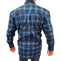 Mens Flannelette Long Sleeve Pullover Shirt 100% Cotton Flannel - Half Placket - Blue - 3XL thumbnail