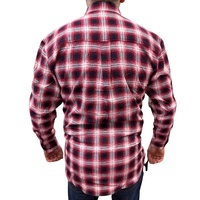 Mens Flannelette Long Sleeve Pullover Shirt 100% Cotton Flannel - Half Placket - Red/Black - XL thumbnail