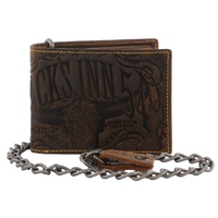 Jack's Inn Spade Mens Crazy Horse Leather Wallet with Detachable Chain in Brown thumbnail