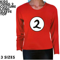 Dr. Seuss Kids Cat In The Hat Thing 2 Long Sleeve Red Top Party Costume Book Week - S (4-5 Years Old) thumbnail