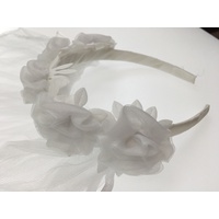 Hen's Party VEIL HEADBAND White Bride To Be Flowers Bridal Shower Bachelorette thumbnail